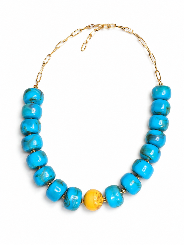 Phoebe- turquoise and chartreuse