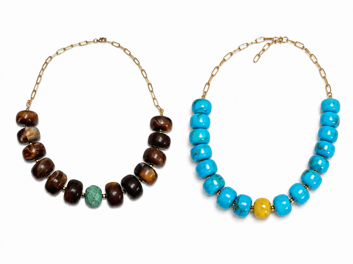 Phoebe Necklace turquoise and chartreuse