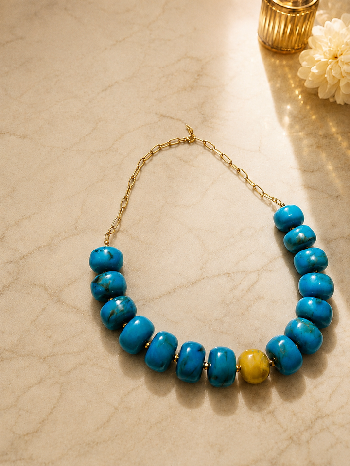 Phoebe- turquoise and chartreuse