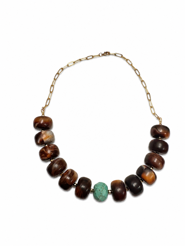 Phoebe Necklace turquoise and chartreuse