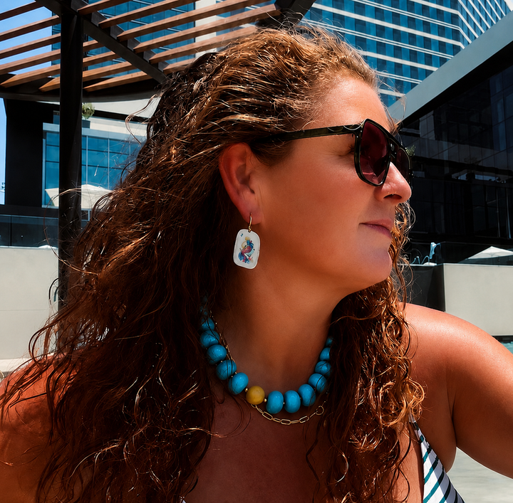 Phoebe- turquoise and chartreuse