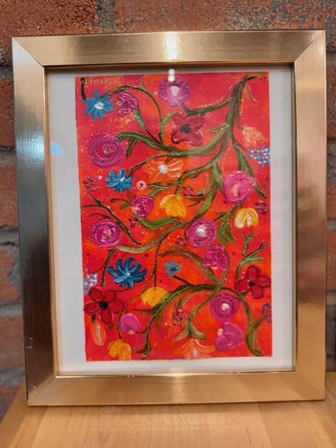 Coral Floral Framed
