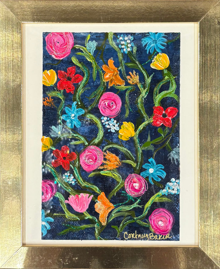 Blue Floral Framed