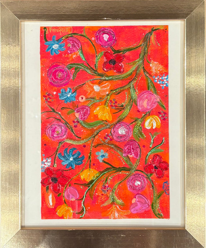 Coral Floral Framed